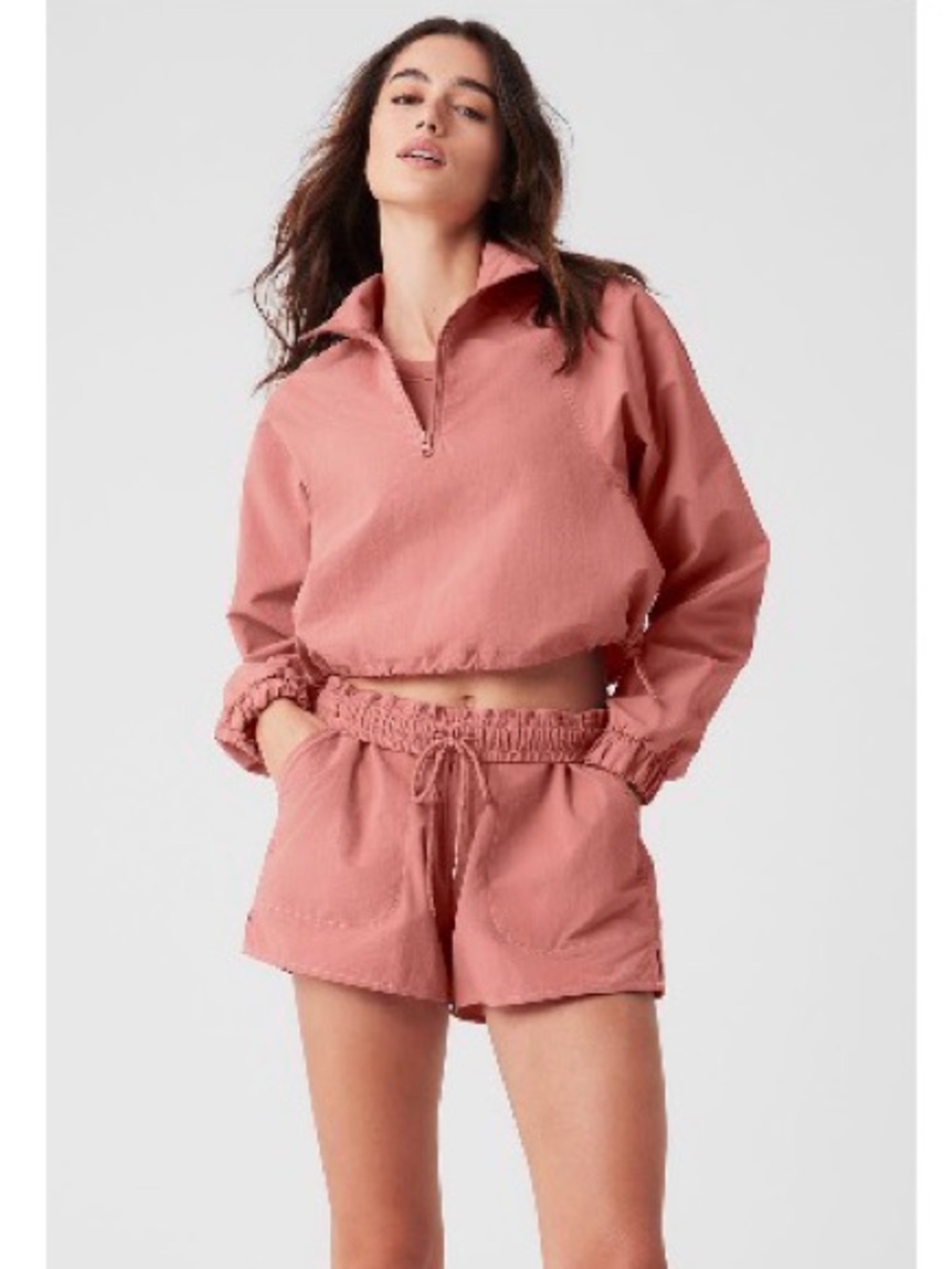 [Alo] Cropped 1/4 Zip Alumni Pullover - Terracotta